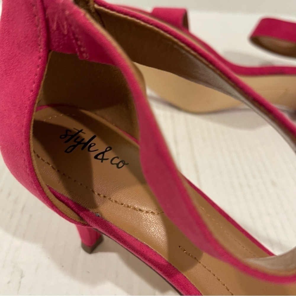 Women’s Style & Co Paycee Raspberry Pink Faux Suede Ankle Strap Pumps Size 10 US - Picture 9 of 11
